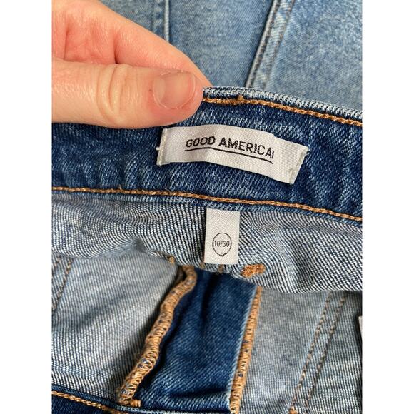 Good American Jean Shorts Women's 10/30 Blue Distressed Medium Wash Cut Off - Picture 5 of 5